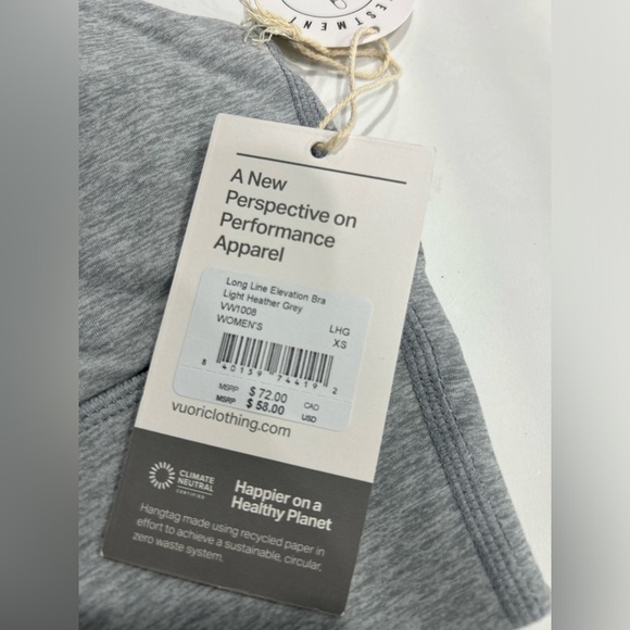 Vuori Women's XS Long Line Elevation Bra Heather Grey NWT Medium Support Mesh - Picture 5 of 7